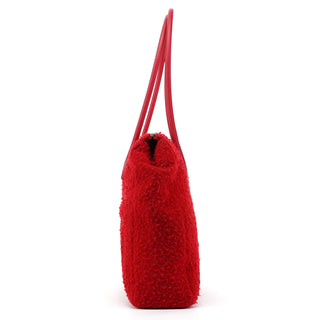 Miu Miu Red Bouclé Wool Rubber Handle Tote Bag