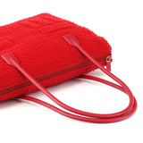 Miu Miu Red Bouclé Wool Rubber Handle Tote Bag