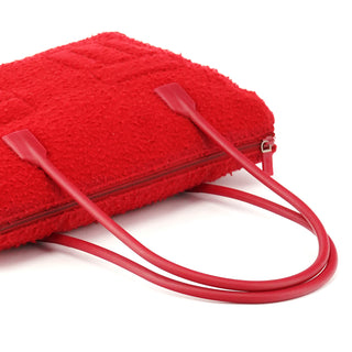 Miu Miu Red Bouclé Wool Rubber Handle Tote Bag