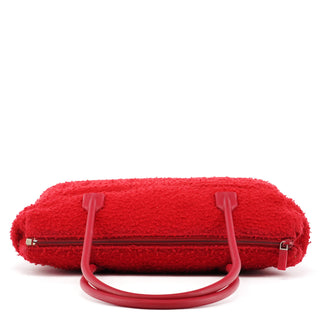 Miu Miu Red Bouclé Wool Rubber Handle Tote Bag