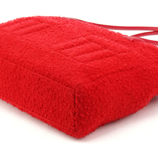 Miu Miu Red Bouclé Wool Rubber Handle Tote Bag