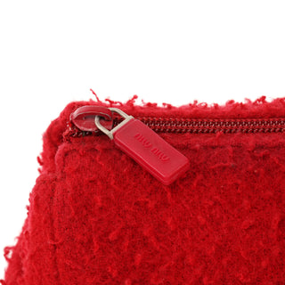 Miu Miu Red Bouclé Wool Rubber Handle Tote Bag