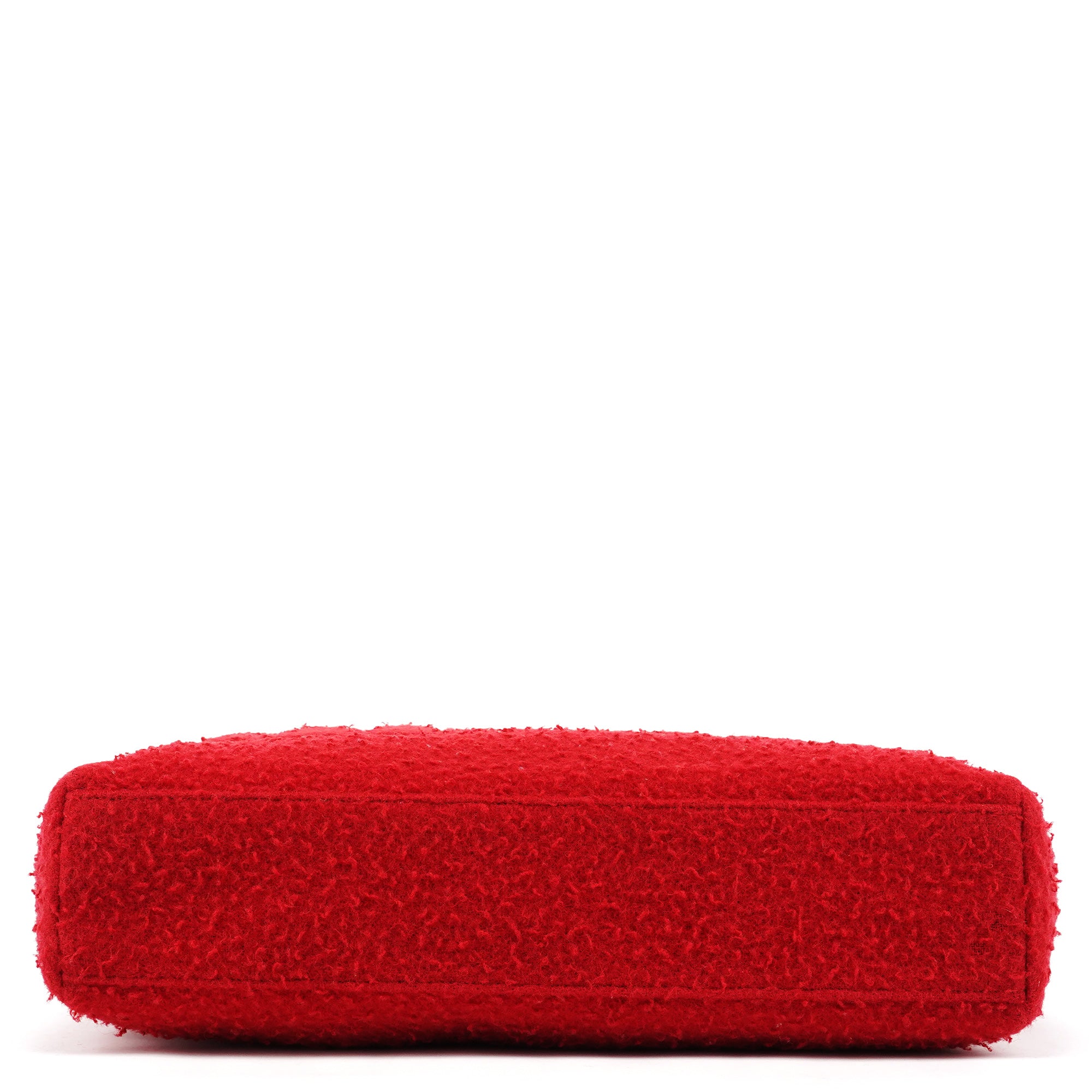 Miu Miu Red Bouclé Wool Rubber Handle Tote Bag