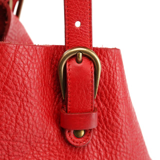 Miu Miu Red Calfskin Leather Buckle Tote Bag