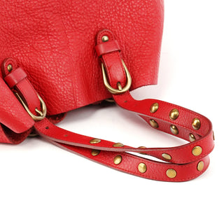 Miu Miu Red Calfskin Leather Buckle Tote Bag
