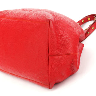 Miu Miu Red Calfskin Leather Buckle Tote Bag