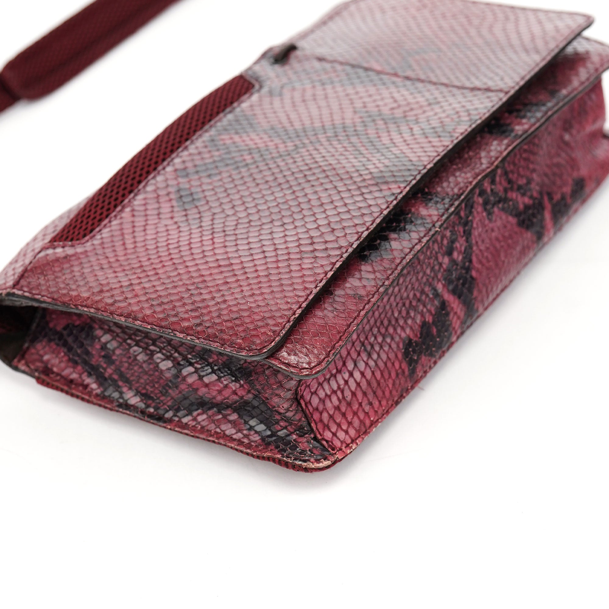 Miu Miu Red Faux Python Shoulder Bag