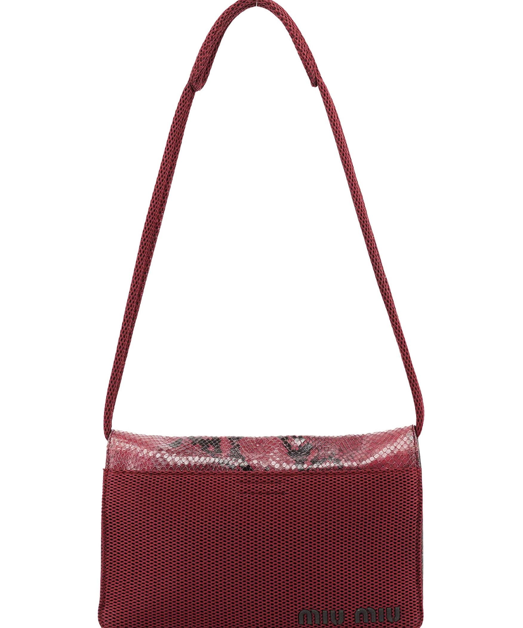 Miu Miu Red Faux Python Shoulder Bag