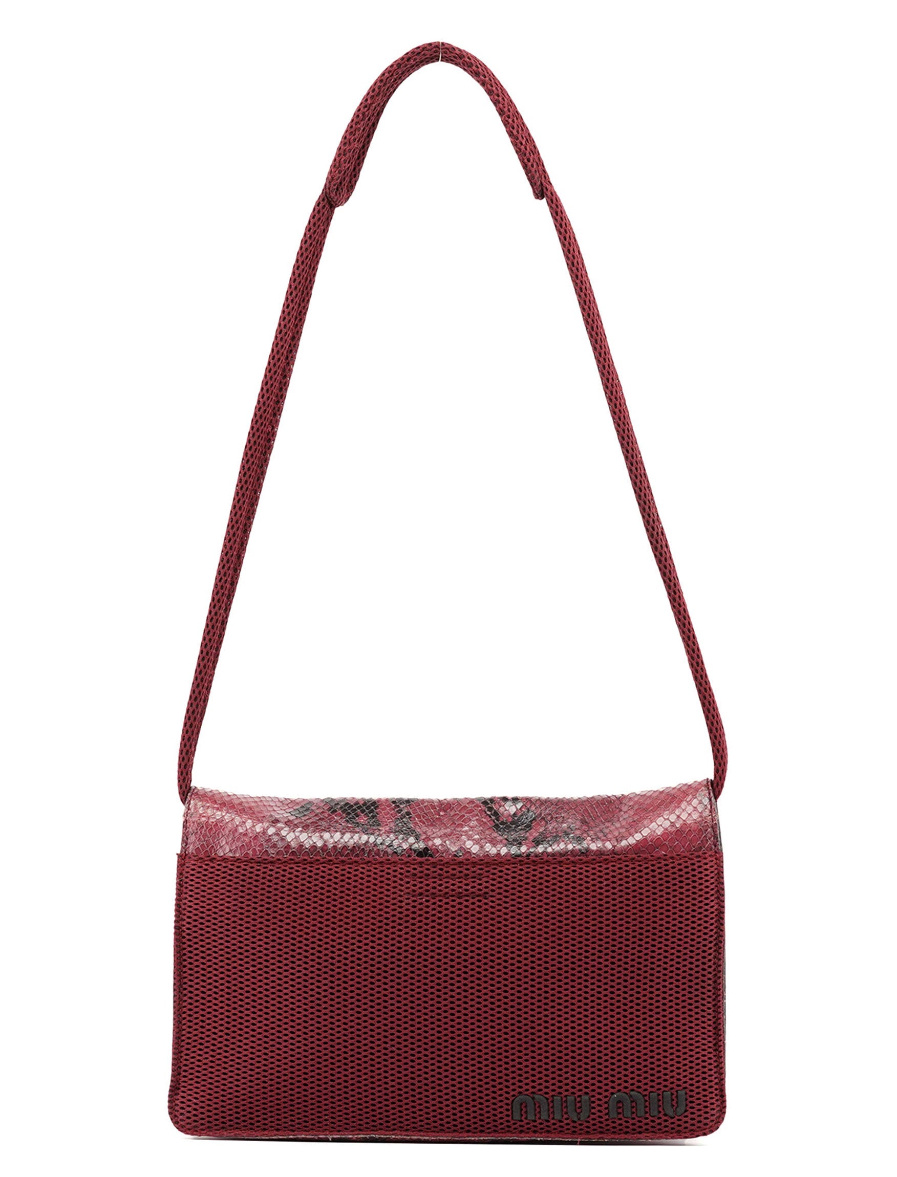 Miu Miu Red Faux Python Shoulder Bag
