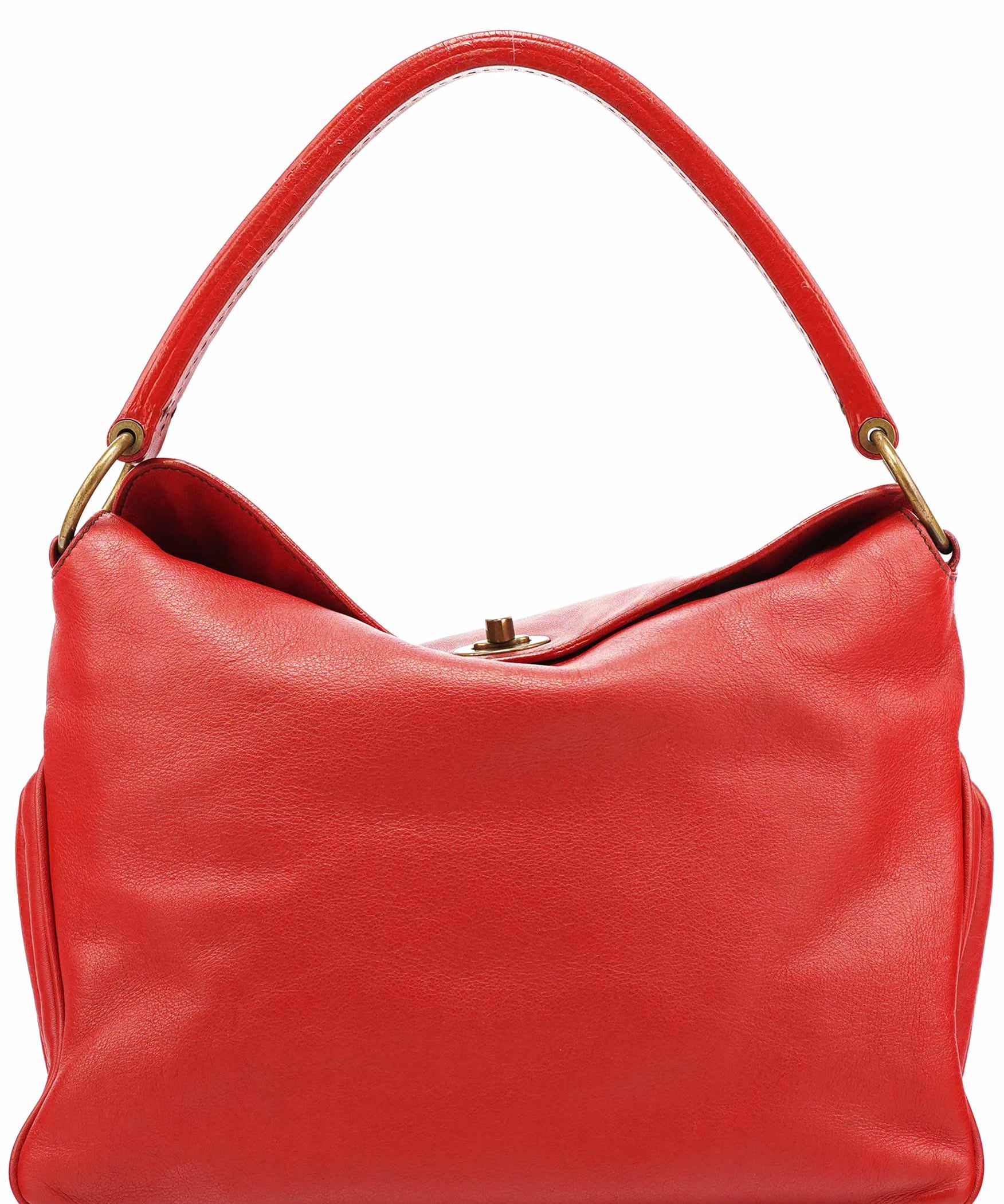 Miu Miu Red Leather Turnlock Shoulder Bag