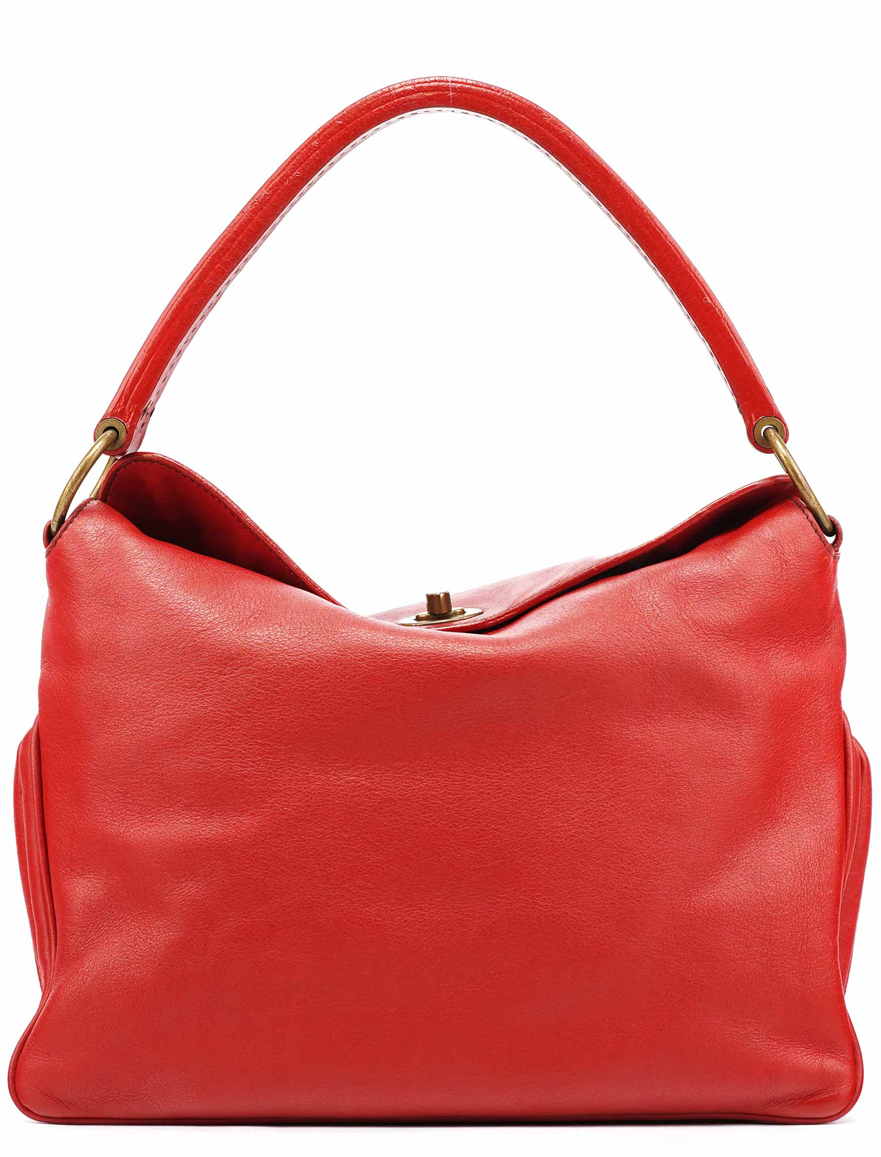 Miu Miu Red Leather Turnlock Shoulder Bag