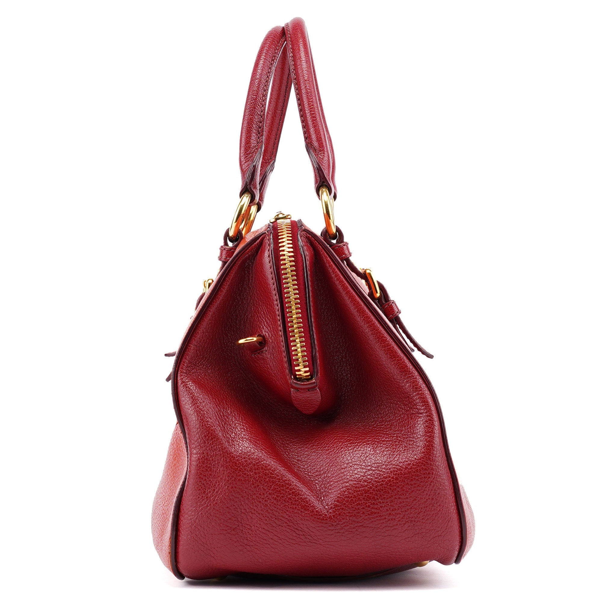 Miu Miu Red Pebbled Leather 2-Way Tote Bag