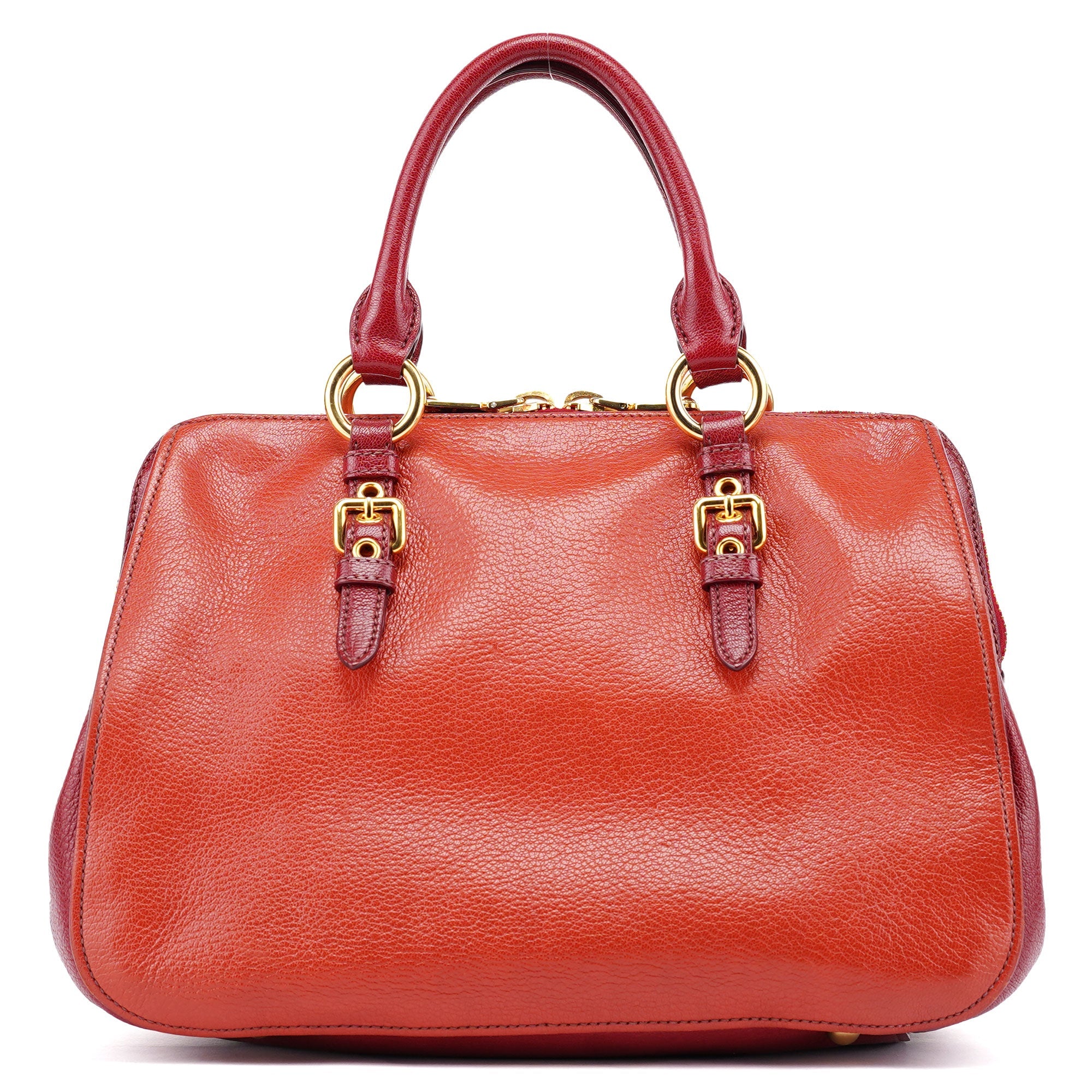 Miu Miu Red Pebbled Leather 2-Way Tote Bag