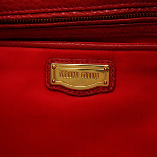 Miu Miu Red Pebbled Leather Piston Shoulder Bag