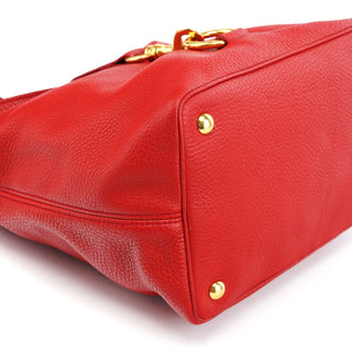 Miu Miu Red Pebbled Leather Piston Shoulder Bag