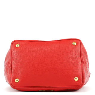 Miu Miu Red Pebbled Leather Piston Shoulder Bag