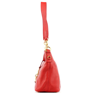Miu Miu Red Pebbled Leather Piston Shoulder Bag