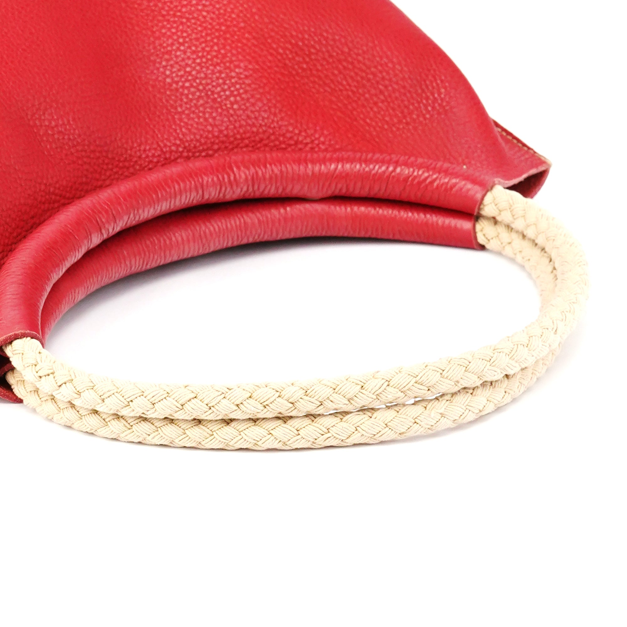 Miu Miu Red Pebbled Leather Rope Shoulder Bag