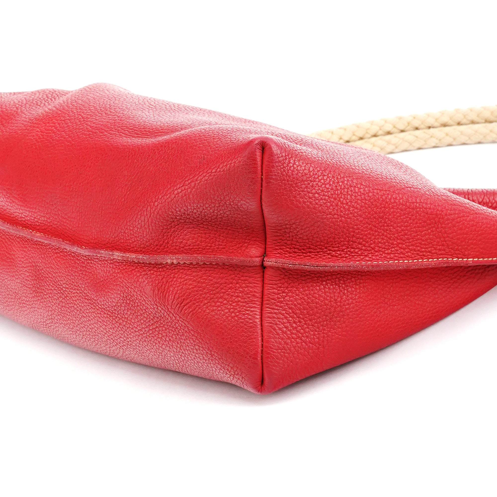 Miu Miu Red Pebbled Leather Rope Shoulder Bag