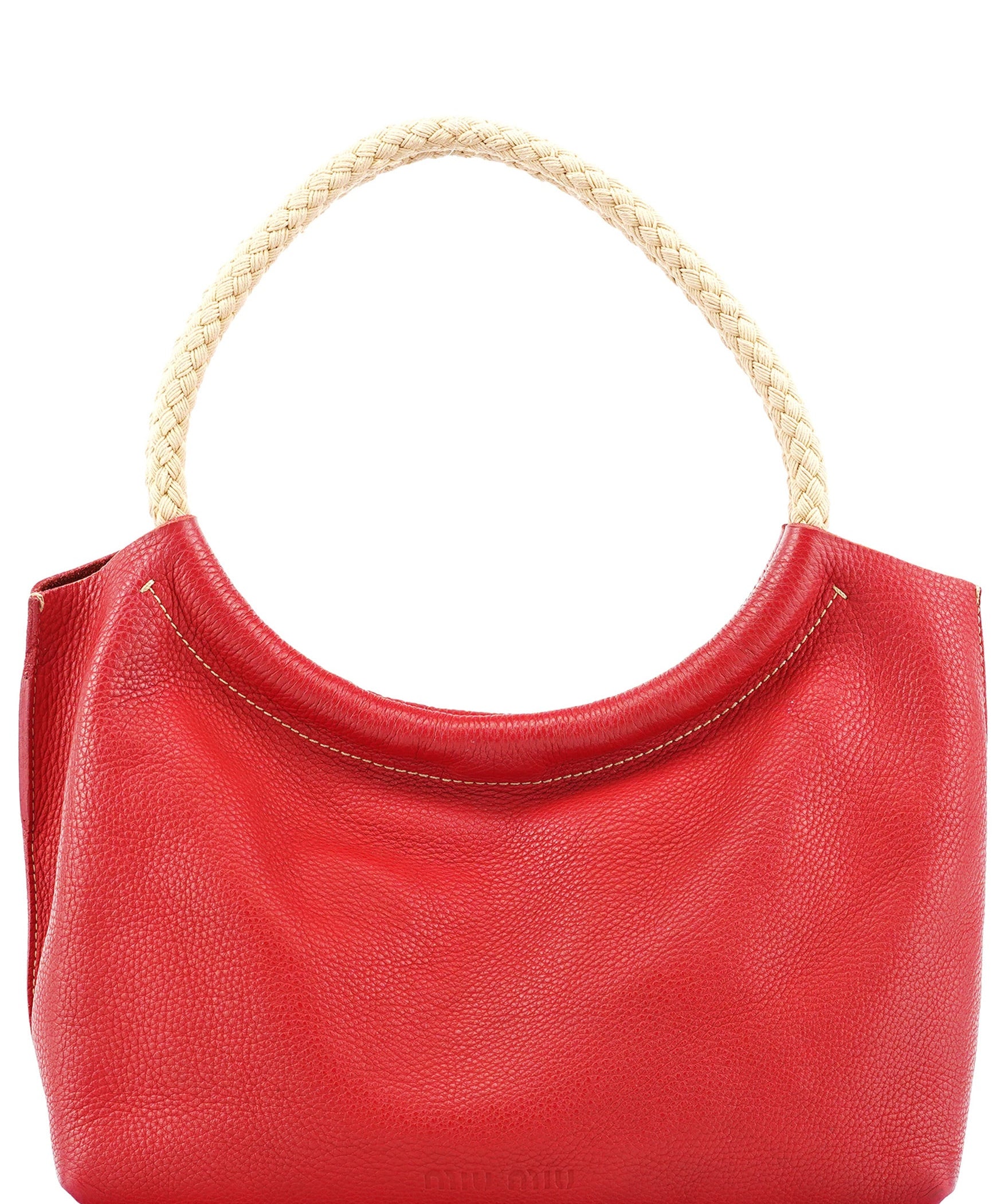 Miu Miu Red Pebbled Leather Rope Shoulder Bag
