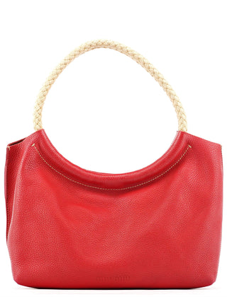 Miu Miu Red Pebbled Leather Rope Shoulder Bag