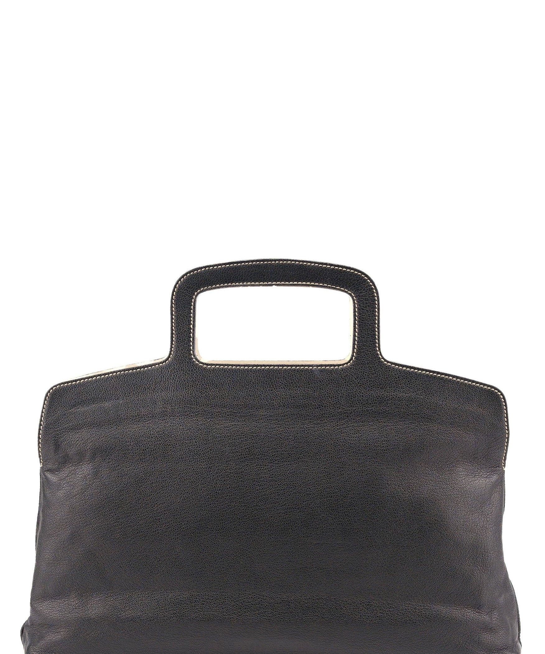 Miu Miu Reversible Black Leather Top Handle Bag