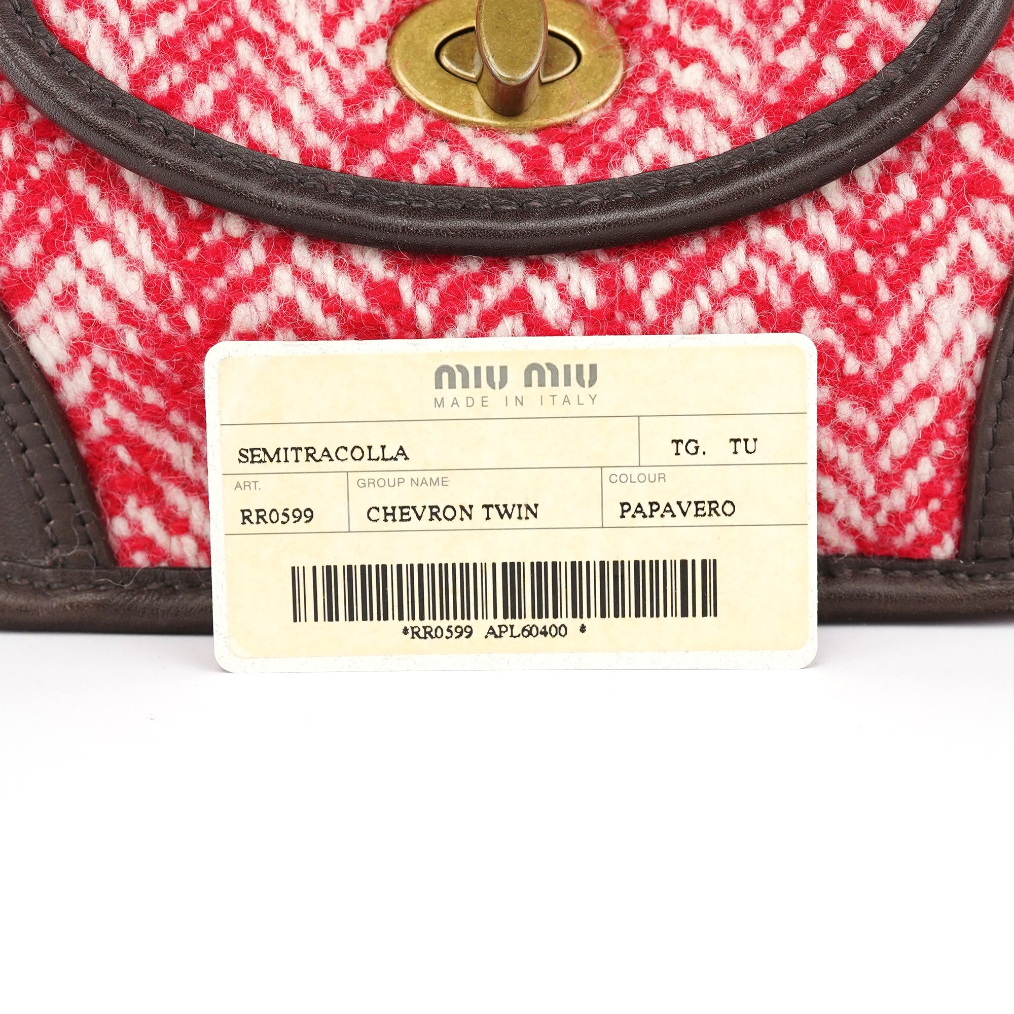 Miu Miu RR0599 Chevron Twin Red Wool Shoulder Bag