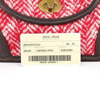 Miu Miu RR0599 Chevron Twin Red Wool Shoulder Bag