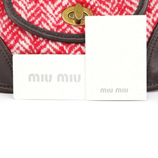 Miu Miu RR0599 Chevron Twin Red Wool Shoulder Bag