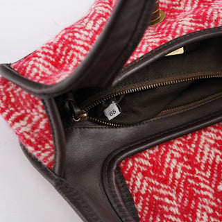 Miu Miu RR0599 Chevron Twin Red Wool Shoulder Bag