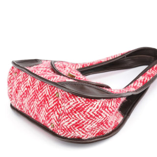 Miu Miu RR0599 Chevron Twin Red Wool Shoulder Bag