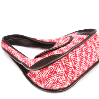 Miu Miu RR0599 Chevron Twin Red Wool Shoulder Bag