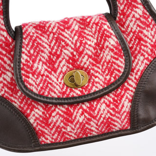 Miu Miu RR0599 Chevron Twin Red Wool Shoulder Bag