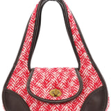 Miu Miu RR0599 Chevron Twin Red Wool Shoulder Bag