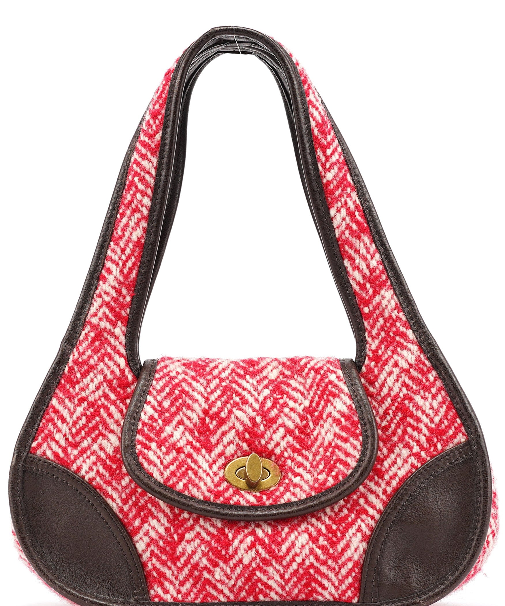 Miu Miu RR0599 Chevron Twin Red Wool Shoulder Bag