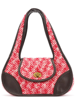 Miu Miu RR0599 Chevron Twin Red Wool Shoulder Bag