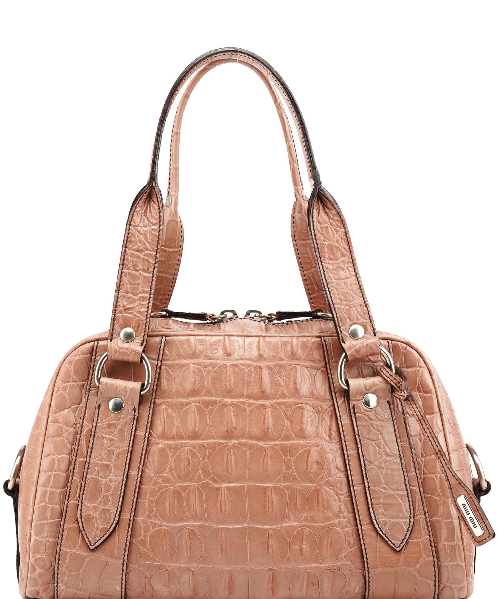 Miu Miu Soft Pink Croc Embossed Leather Bag