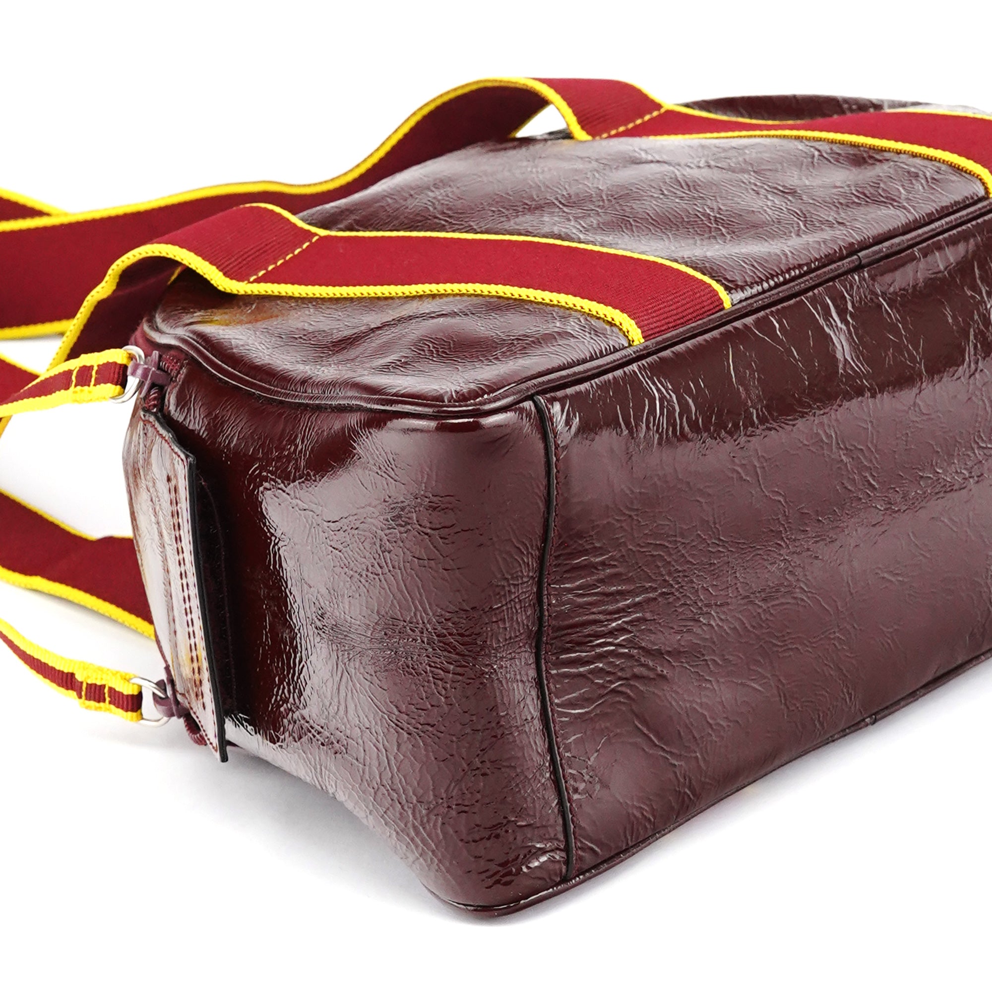 Miu Miu Printemps 2000 Sac bowling en cuir verni bordeaux