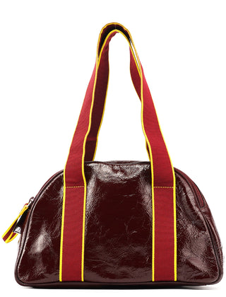Miu Miu Spring 2000 Burgundy Patent Leather Bowling Bag