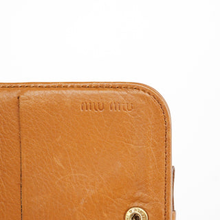 Miu Miu Tan Calfhair Leopard Bow Wallet