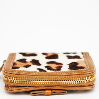 Miu Miu Tan Calfhair Leopard Bow Wallet