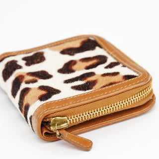 Miu Miu Tan Calfhair Leopard Bow Wallet