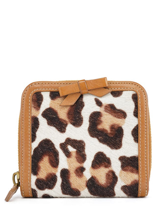Miu Miu Tan Calfhair Leopard Bow Wallet