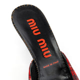 Miu Miu Tartan & Cracked Patent Leather Kitten Heel Mules