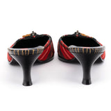 Miu Miu Tartan & Cracked Patent Leather Kitten Heel Mules