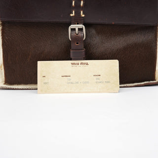 Miu Miu White Brown Calf Hair Tote Bag