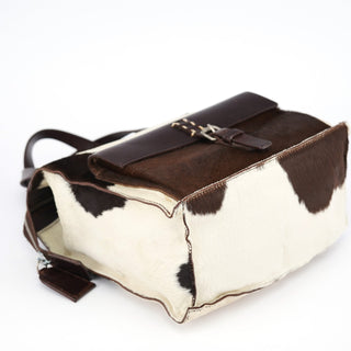 Miu Miu White Brown Calf Hair Tote Bag