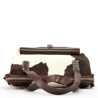 Miu Miu White Brown Calf Hair Tote Bag