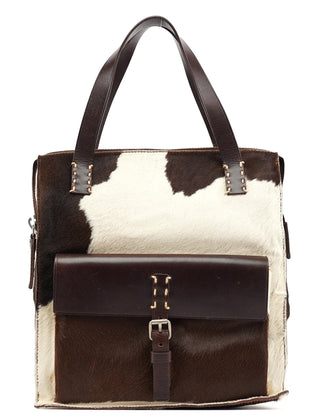 Miu Miu White Brown Calf Hair Tote Bag