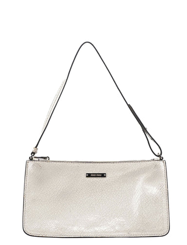 Miu Miu White Crackled Leather Mini Hobo Bag